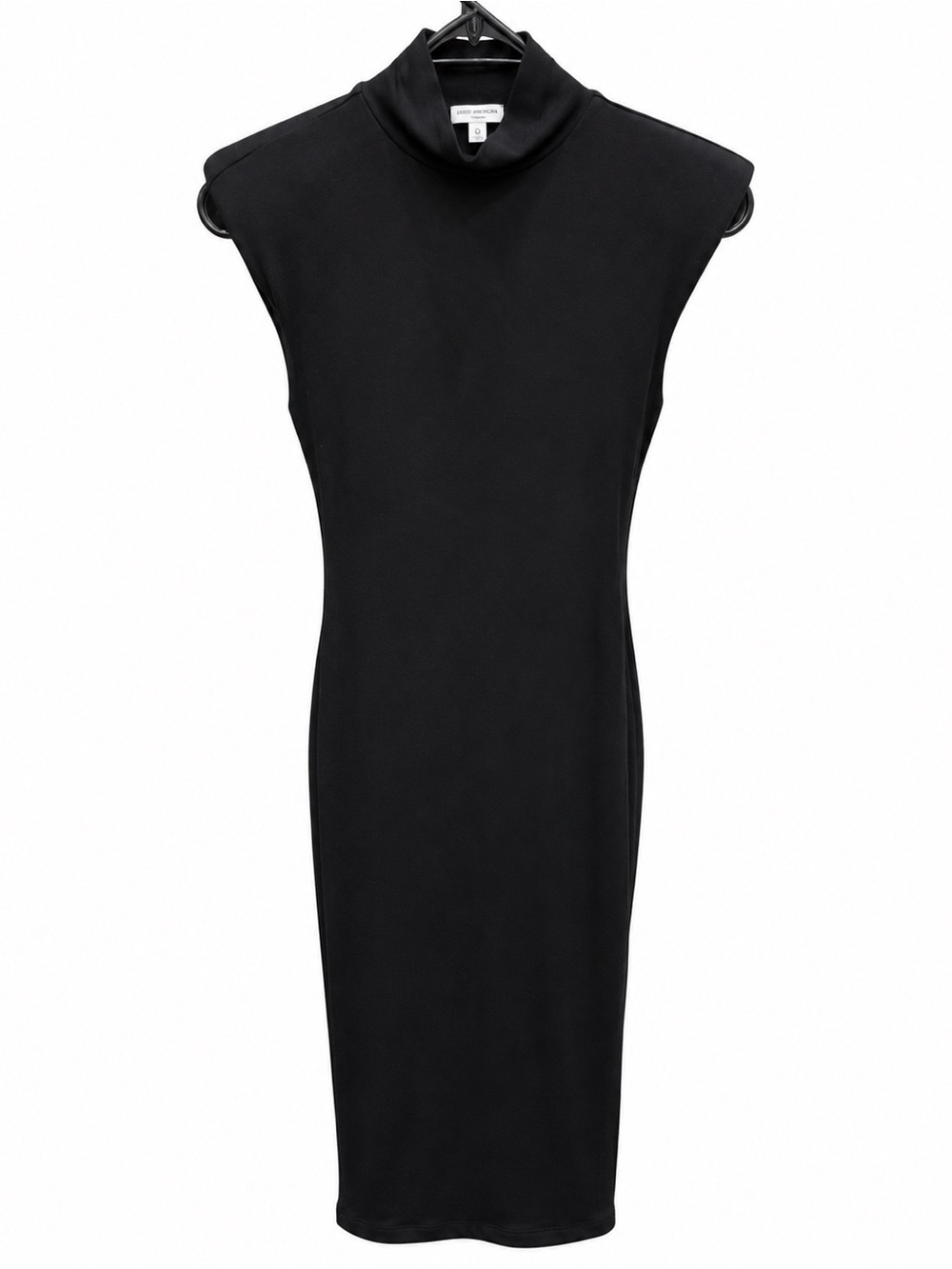 Good American Black Mock Neck Midi Dress – Size 0